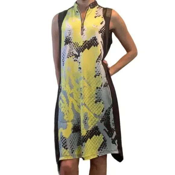 jamie sadock Dresses & Skirts - Women's JAMIE SADOCK 1/4 Zip Sleeveless Snakeskin Print Golf Dress M